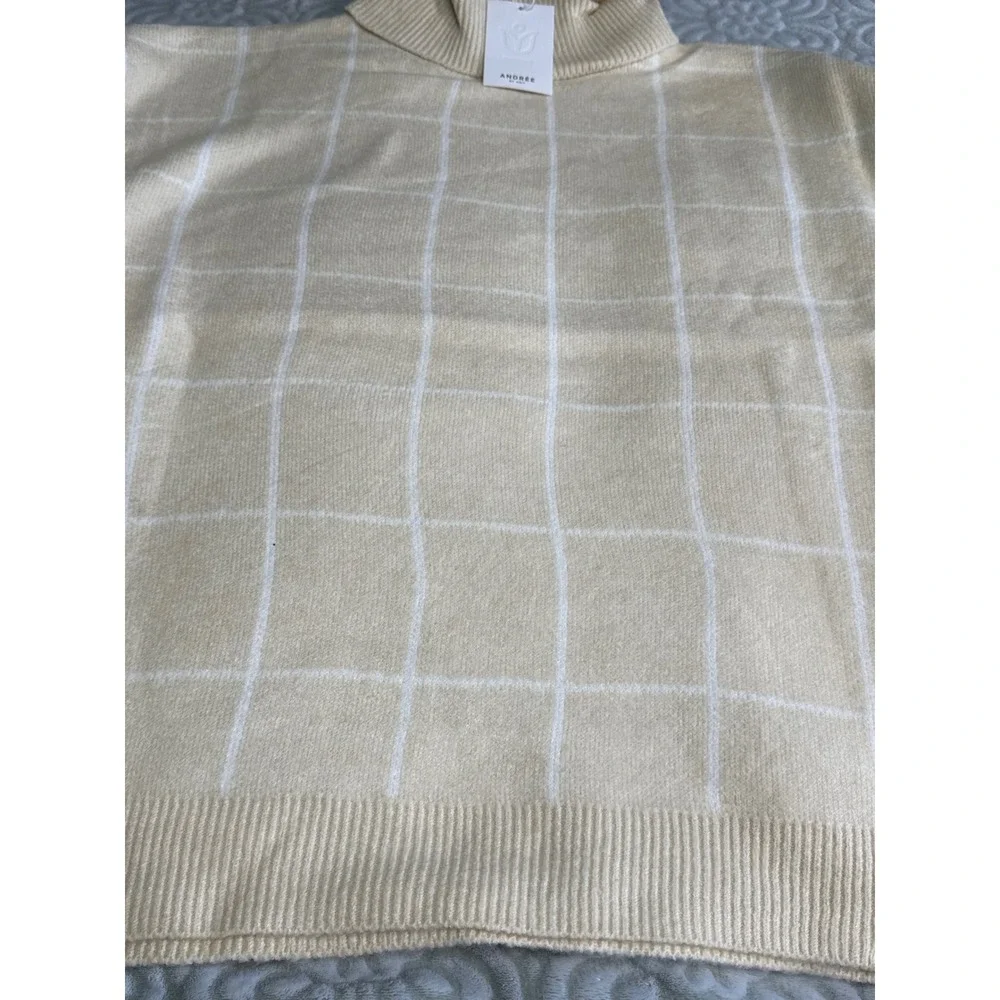 Andree by Unit Cream White Windowpane Grid Turtleneck 2XL, Soft, minimalist, NWT - Picture 11 of 11